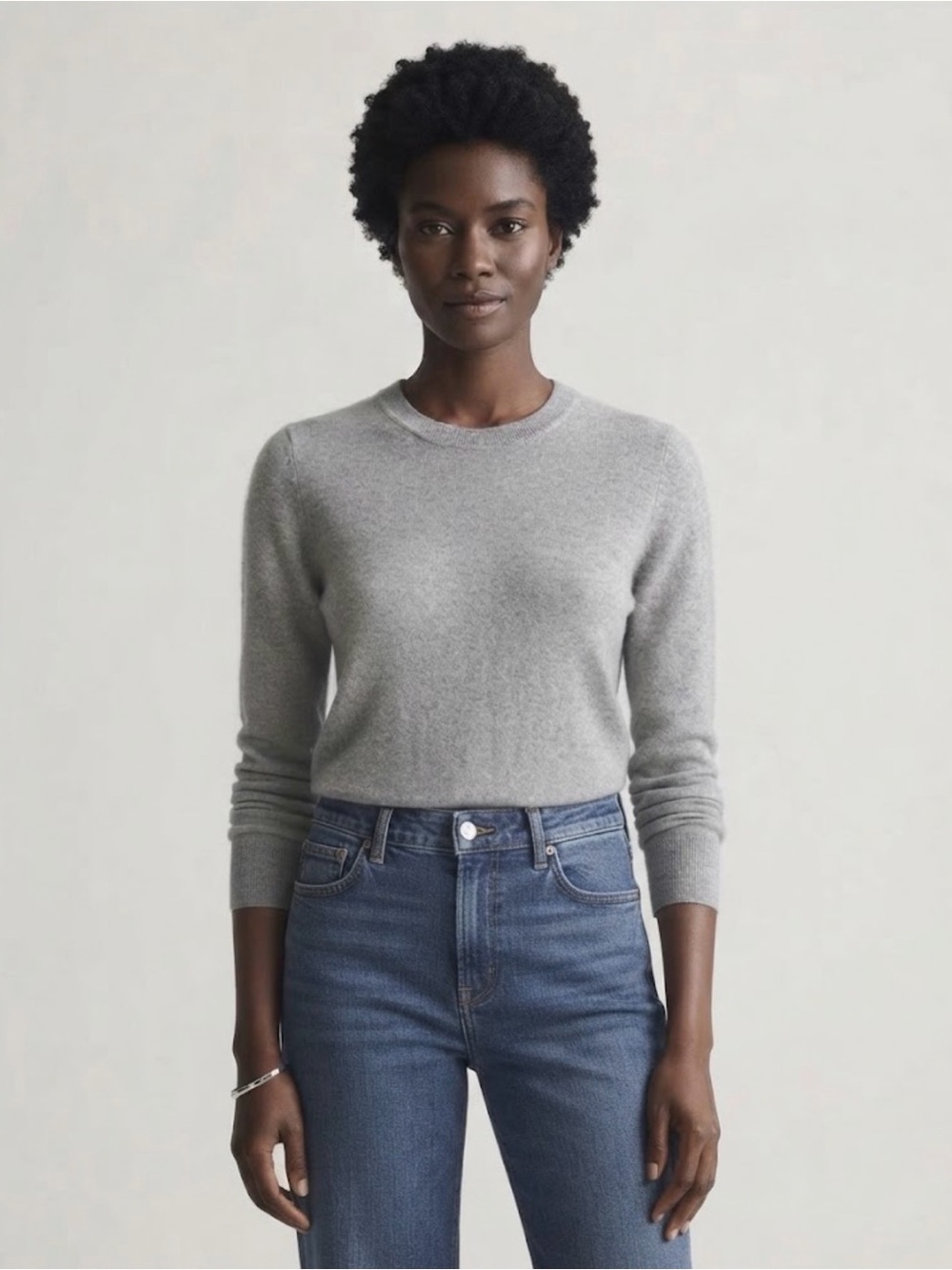 Quince heather gray cotton/cashmere crewneck sweater. Size M.
